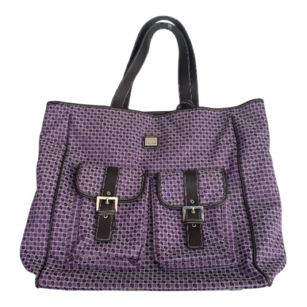 Nine‎ and Co Roomy Purple Checkerboard Travel Bag Tote Shoulder Bag XL